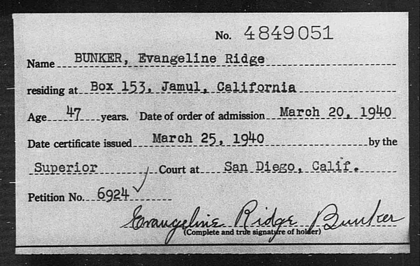 Bunker, Evangeline Ridge - 1940