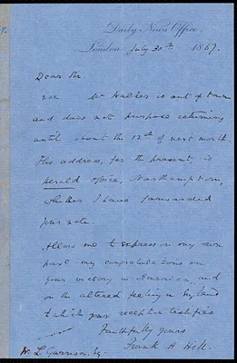 Letter from Frank Harrison Hill, London, [England], to William Lloyd Garrison, July 30, 1867