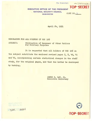 Memorandum from James S. Lay, Jr. with Attachment