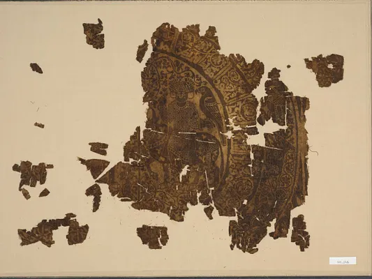 Fragment with falconer riding a bull in a rondel