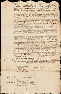 James Smith indentured to apprentice with Israel Ashley of Westfield, 23 January 1752