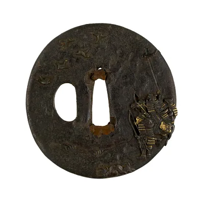 Tsuba with Samurai Warriors Watching the Flight of Wild Geese