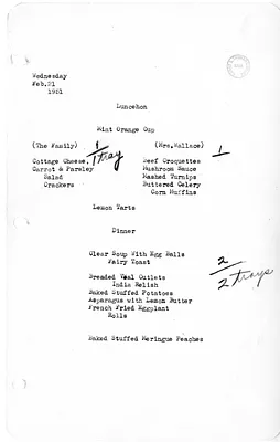 White House Luncheon and Dinner Menu