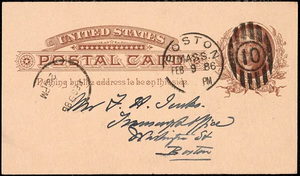 Postcard from Charles C. Perkins to Francis H. Jenks, 1886 February 8