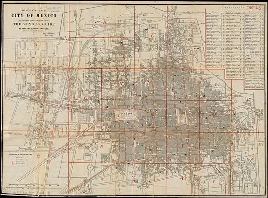 Map of the city of Mexico authorized for publication with the Mexican guide