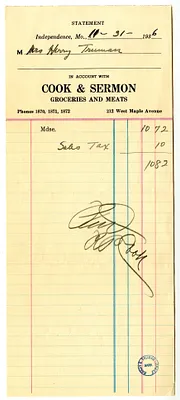 Bill from Cook & Sermon Grocery Company