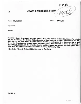 Cross Reference Memorandum