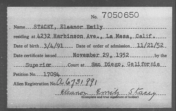 Stacey, Eleanor Emily - 1952