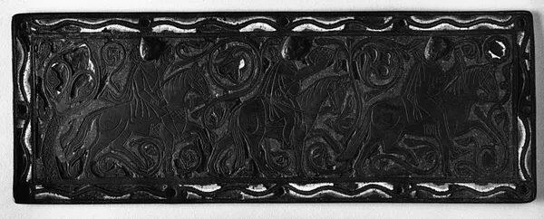 Plaque from reliquary (rectangular); Three horsemen;three magi