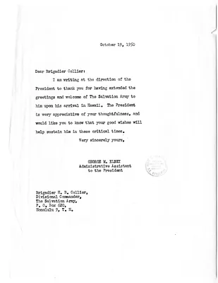 Letter from George Elsey to Brigadier H. B. Collier