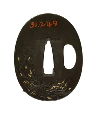 Tsuba with Watanabe no Tsuna Pursuing the Earth Spider into her Cave