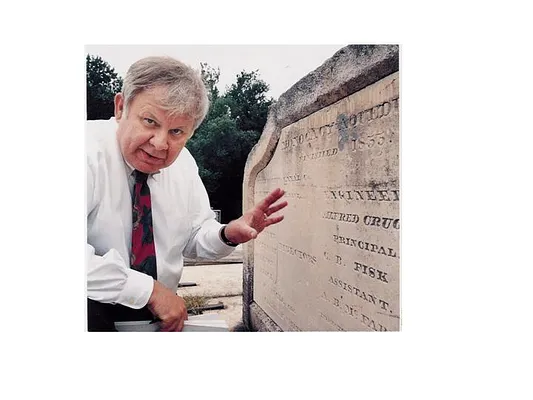 Dr. Dr. Robert J. Kapsch on Monacacy aqueduct with Builder's Plaque, 1996