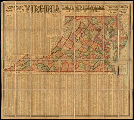 Scarborough's new county and post office map of Virginia, Maryland, Delaware, and District of Columbia