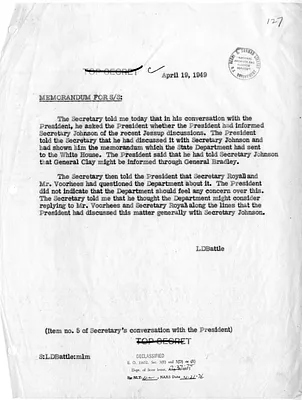 Memorandum of Conversation with Secretary of State Dean Acheson and President Harry S. Truman