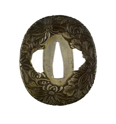 Tsuba with Chrysanthemums