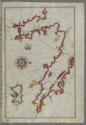 Map of the Peloponnese Peninsula with the Island of Kythira and the Lakonikos Bay