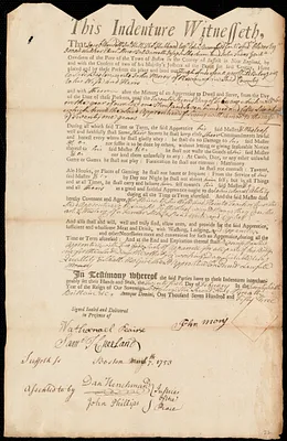 Hugh Anderson indentured to apprentice with John Morey of Roxbury, 21 February 1753