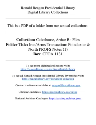 Iran/Arms Transaction: Poindexter & North PROFS Notes (1)