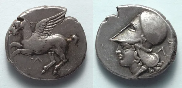 Stater: Pegasos (obverse); Head of Athena (reverse)