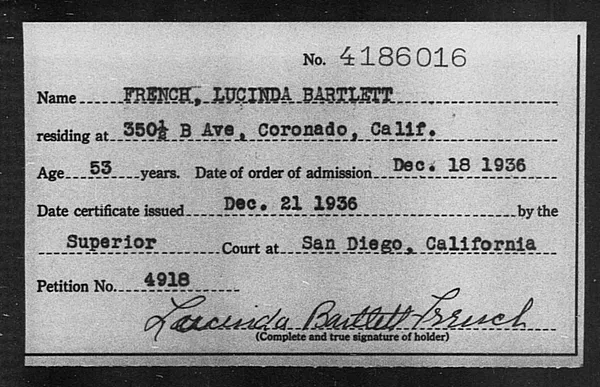 French, Lucinda Bartlett - 1936