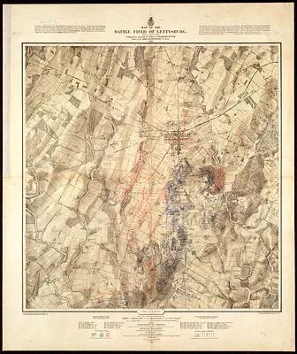 Map of the battle field of Gettysburg, July 1st, 2nd, 3rd, 1863