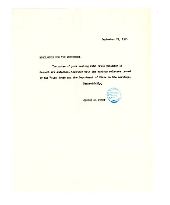 Memorandum to President Harry S. Truman from George M. Elsey