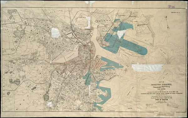 Map of Boston proper, Charlestown, South Boston and East Boston