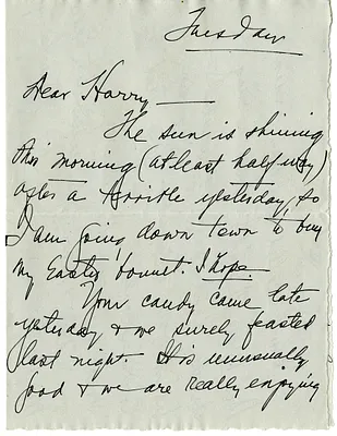Letter from Bess W. Truman to Harry S. Truman