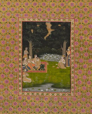Princely ascetic in the forest visited by ladies