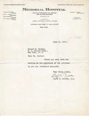 Letters Received to Howard H. Barker [H.H. Barker], June 11, 1929