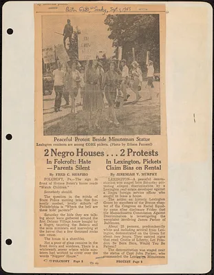 Boston Globe news articles “2 Negro Houses... 2 Protests”