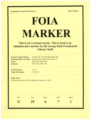 National Association of Home Builders Convention, 1/19/90