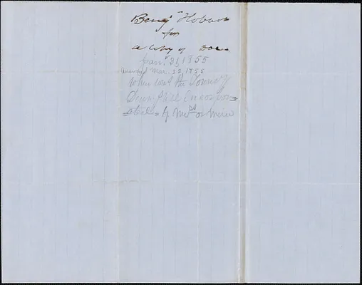 Benjamin Hobart to Land Agent, 4 December 1854
