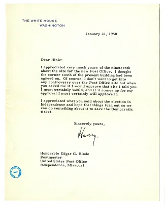 Letter from Harry S. Truman to Edgar Hinde