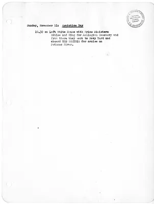 Daily Appointment Sheet for President Harry S. Truman