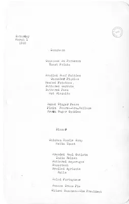 White House Luncheon and Dinner Menu