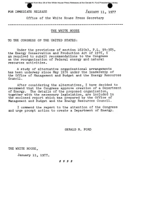 Letter from the President to Congress with recommendations on the reorganization of Federal energy and natural resources activities