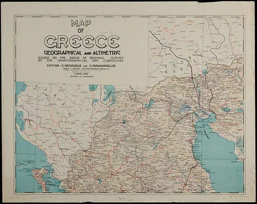 Map of Greece, geographical and altimetric
