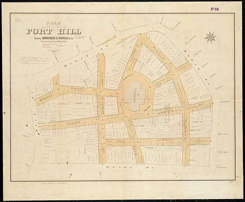 Plan of Fort Hill showing improvements as proposed by the Committee on laying out and widening streets