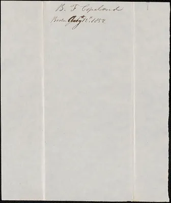 B. F. Copeland to Samuel Warner, 12 August 1852
