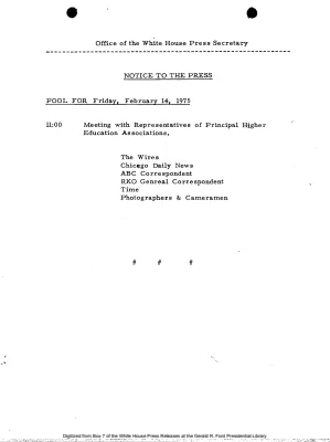 Meeting with Representatives of Principal Higher Education Associations [Pool Assignments]