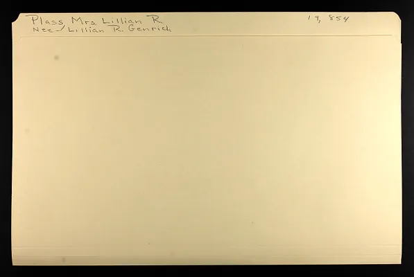Plass, Mrs. Lillian R. nee Lillian R. Genrich