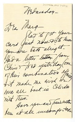 Letter from Bess W. Truman to Margaret Truman