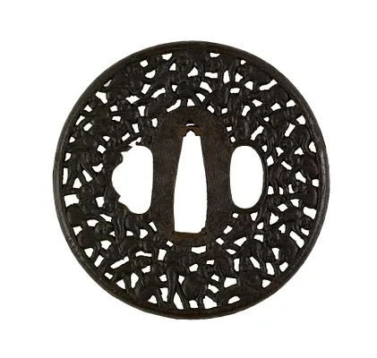 Tsuba with One Hundred Monkeys