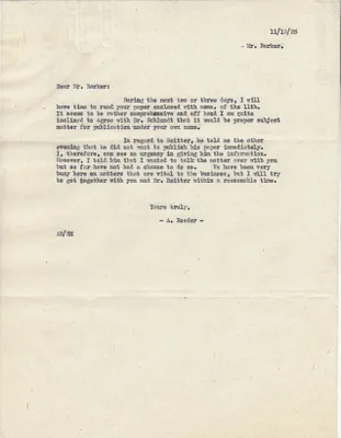 Letters Sent to Mr. Barker [H.H. Barker], November 12, 1925