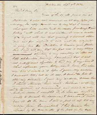 Letter from Amos Augustus Phelps, Hopkinton, to Asa Rand, Sept. 7th 1832