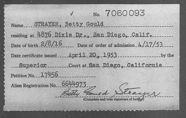 Strayer, Betty Gould - 1953