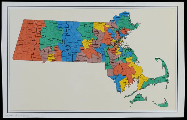 Draft of a map of 1993 Massachusetts Senate legislative districts