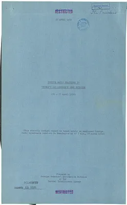Report, Foreign Radio Reactions to Truman's and Acheson's ASNE [American Society of Newspaper Editors] Speeches