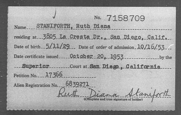 Staniforth, Ruth Diana - 1953